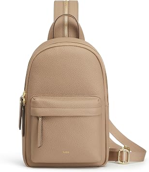 Kattee Sling Bag for Women, Leather Crossbody Purses for Women, Sling Backpack Travel Bag with RFID Blocking, Tan