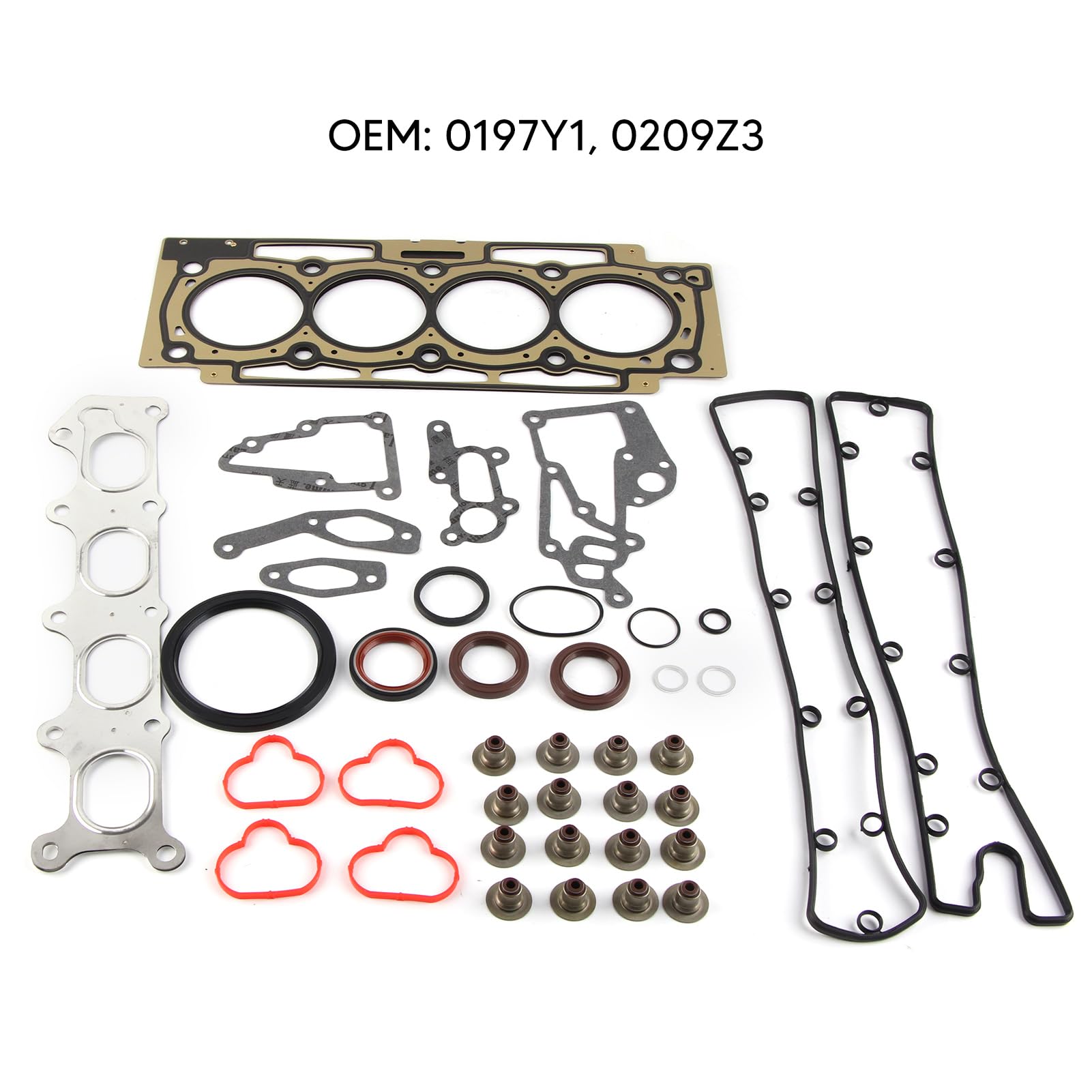 Juego de 39 Piezas de Culata de Junta de Motor, Juego de Juntas de Culata de Aleación Duradera, Accesorios de Repuesto Profesionales Estándar Originales para 206 307 308