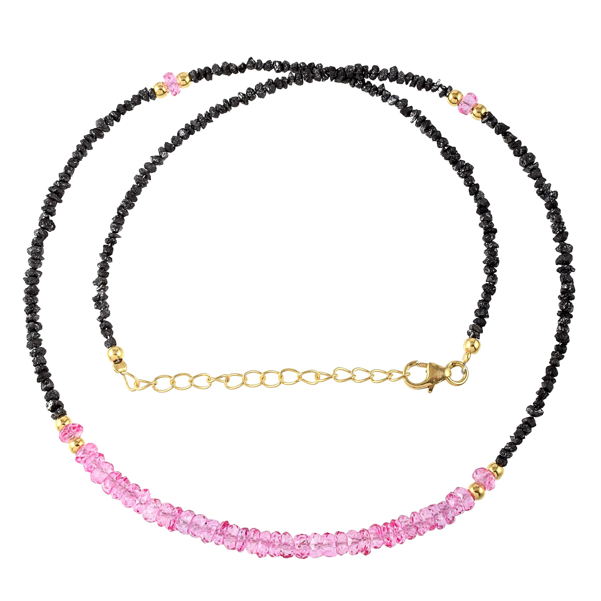 AAA Black Diamond Rondelle fasetowany naszyjnik (2-4 mm) z minimalistycznymi koralikami z różowego topazu - ręcznie robione surowe bryłki diamentów - prezent dla kobiet o ponadczasowym