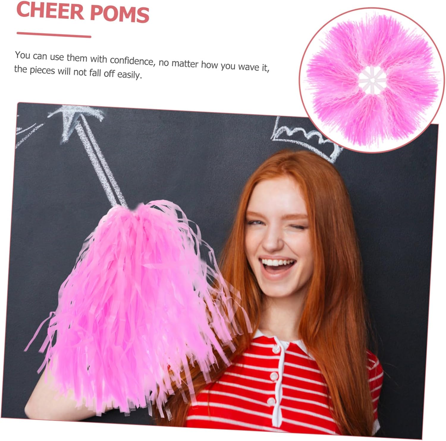 YARNOW 48pcs Cheerleading Pompoms Handle Plastic Performance Props for Dance Teams Sports Events Parties and Celebrations Bright Colors Reusable Cheer Poms