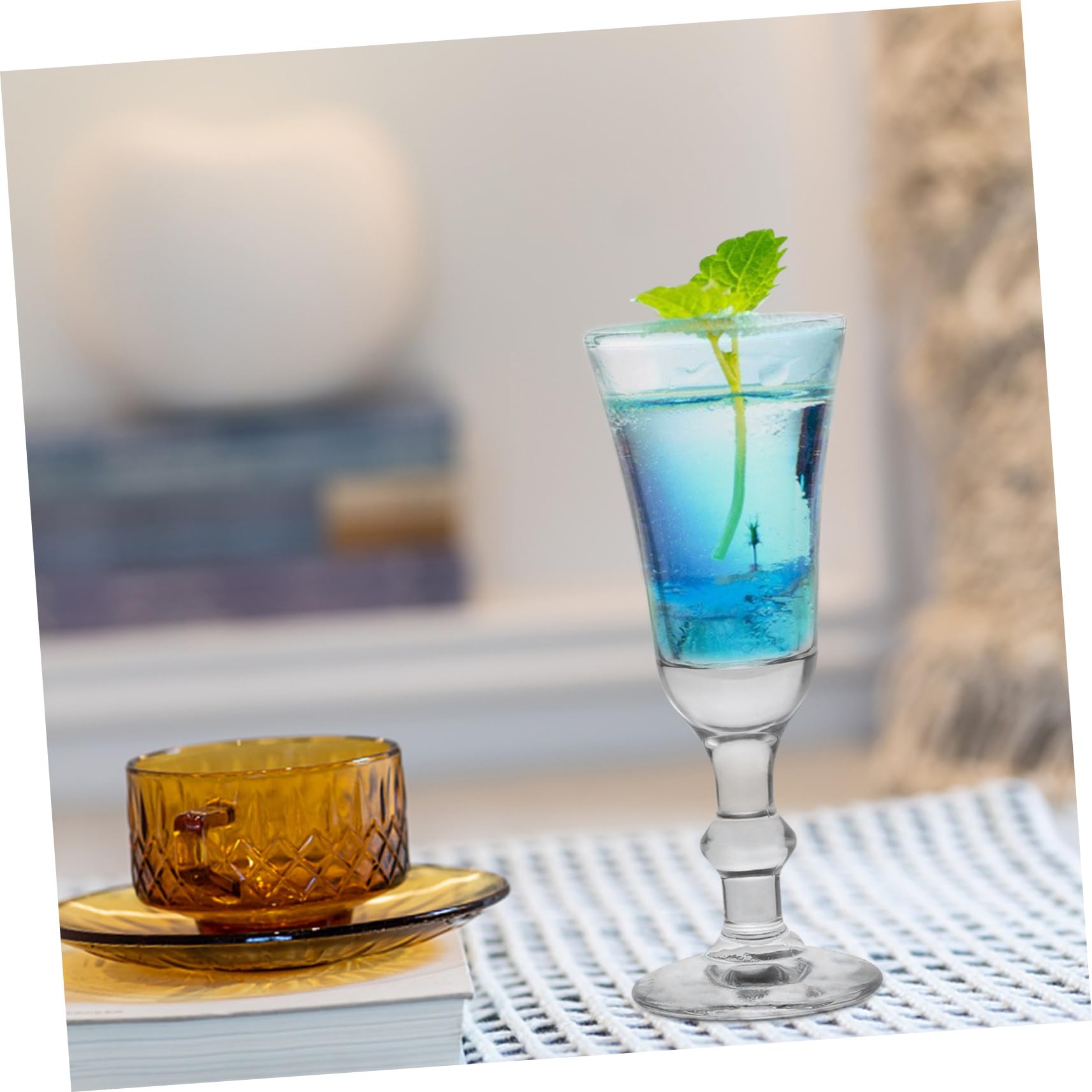 Gatuida 6 Bicchieri da Liquore con Stelo in Vetro, Set da 6 Pezzi