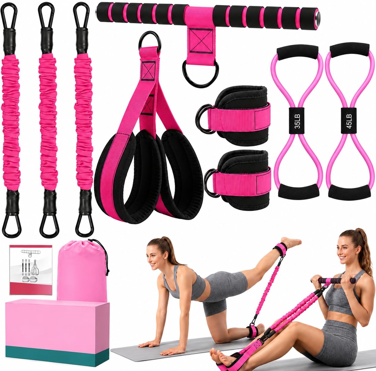 Vexloria Multifunction Pedal Resistance Band With Handle, 3-Tube Adjustable