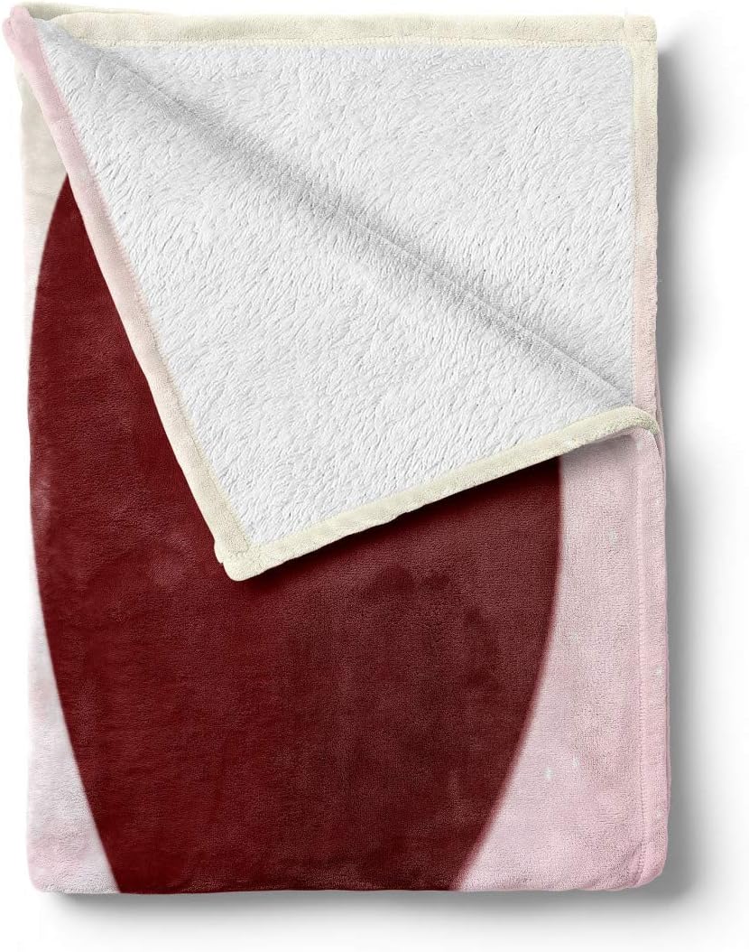 Lunarable City Love Throw Blanket, Valentines Day Concept City of Love Bubbly Hearts Above a Town, Flannel Fleece Accent Piece Soft Couch Cover for Adults, 60" x 80", Pale Pink Burgundy
