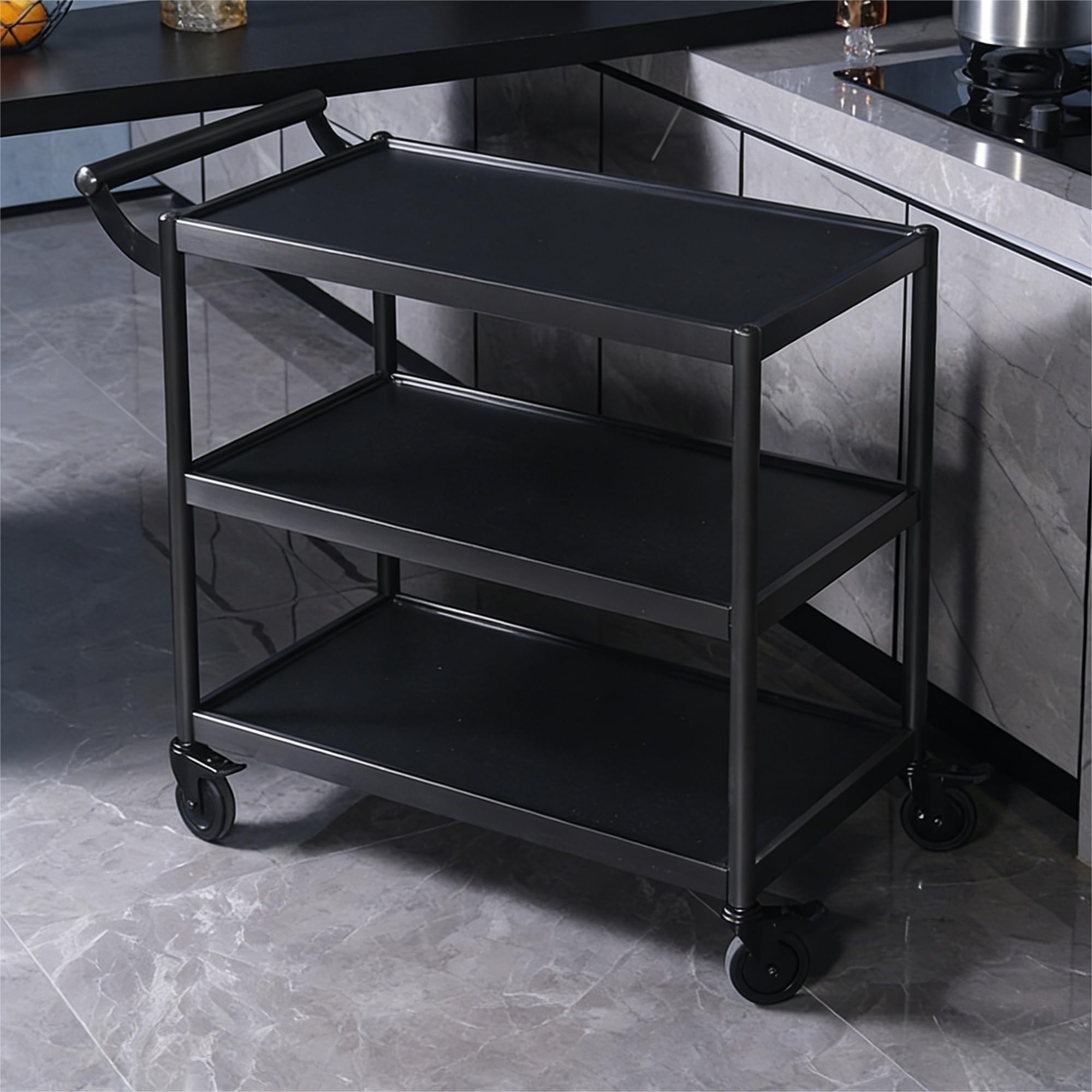 JYBNBBE 2 & 3 Tier Stainless Steel Rolling Tool Cart with 4 Lockable Silent Wheels Utility Cart for Garage Workshop Warehouse Home Office HeavyDuty Mobile Storage Solution,B