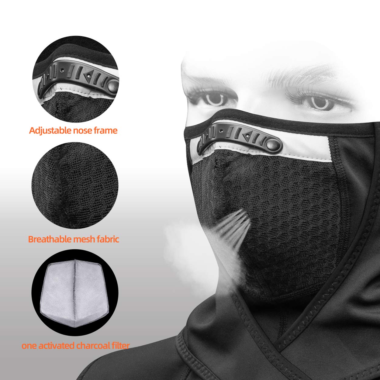ROCKBROS Passamontagna Passamontagna Caldo Invernale Copricapo Multifunzionale Scaldacollo Riflettente Antivento per Sci Motociclismo Ciclismo Taglia M/L