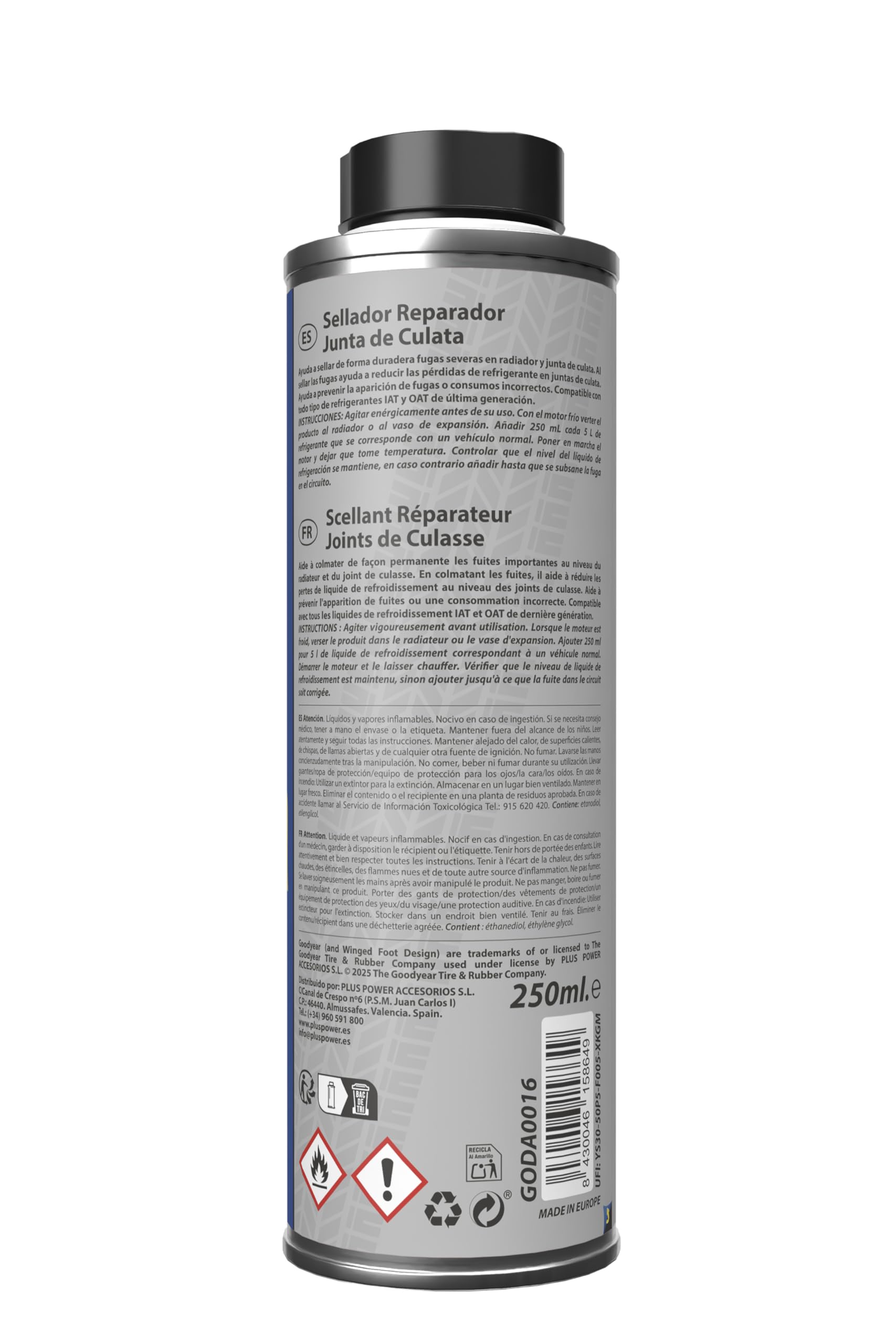Goodyear Scellant et réparateur de Joints de Culasse Pro Additives. Additif pour système de Refroidissement 250ml