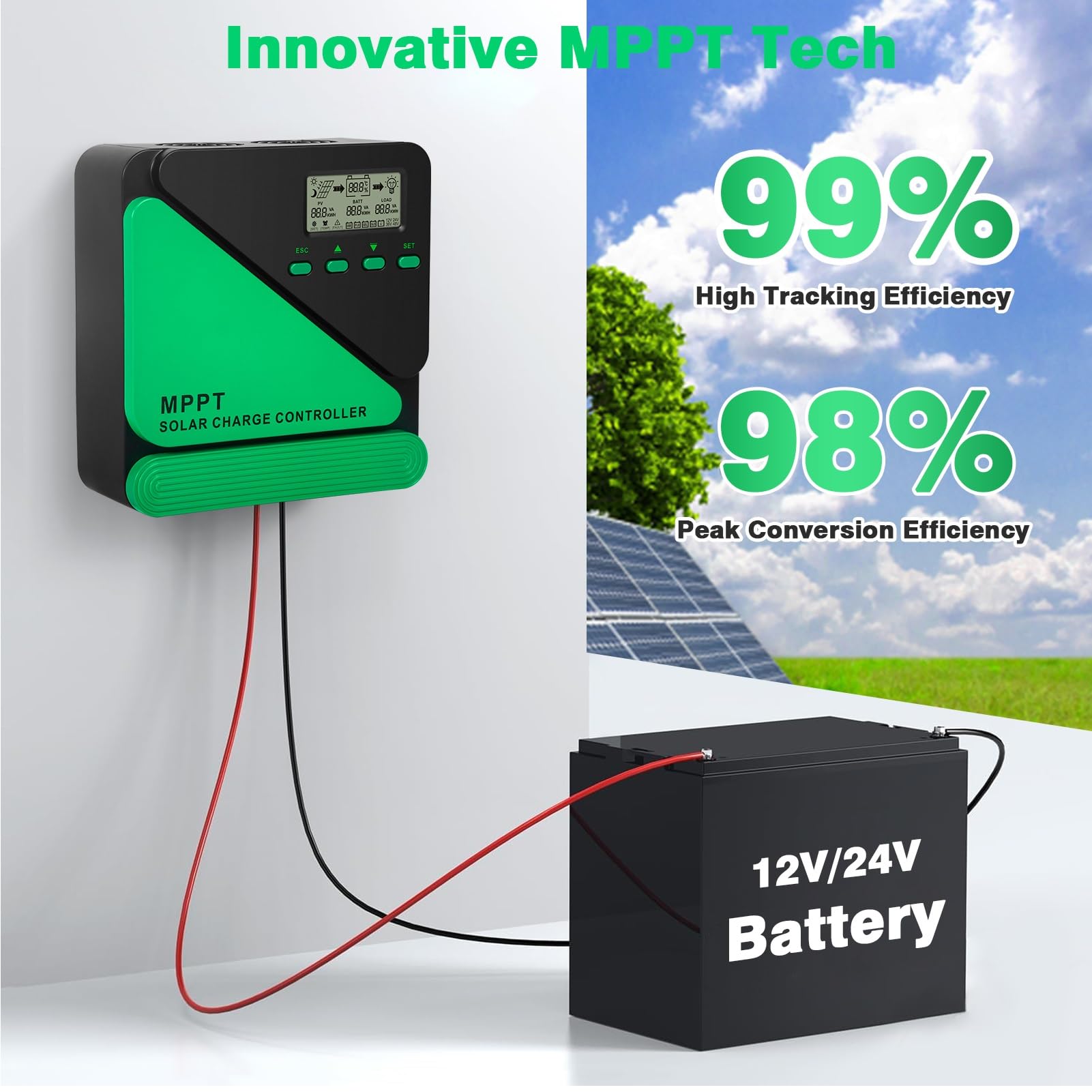 Protection Surtension éolienne Haptufer Contrôleur Éolienne 12V/24V 9000W - Régulateur De Charge Batterie Étanche IP67 Contrôleur Charge Batterie 12v 24v
