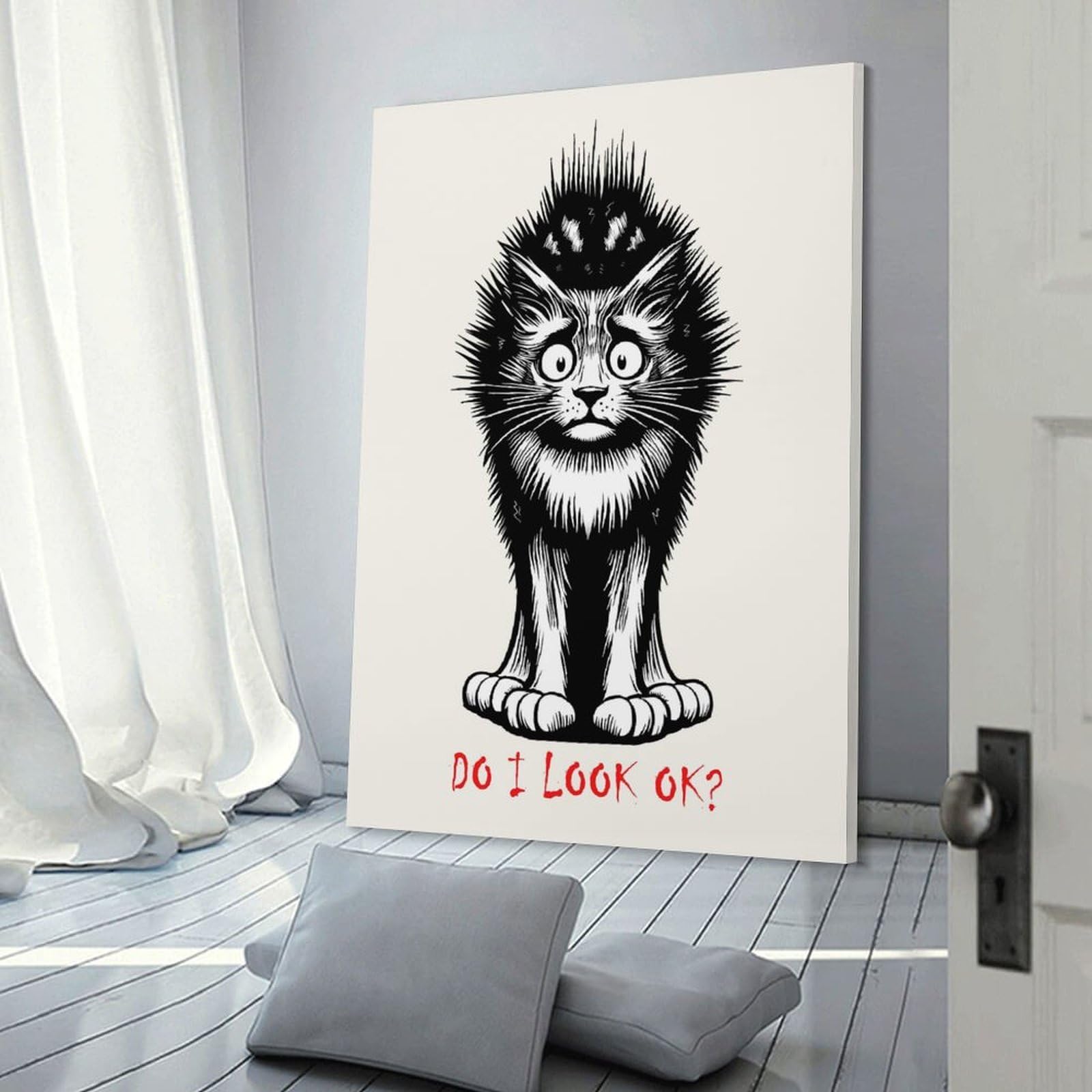 Junmoney Frame-Style-20 Do I Look Ok Cat Wall Picture Print 20X30inch(50X75cm), For Hallway, Lounge Or Guest Room, Gift Idea For Housewarming And Birthdays