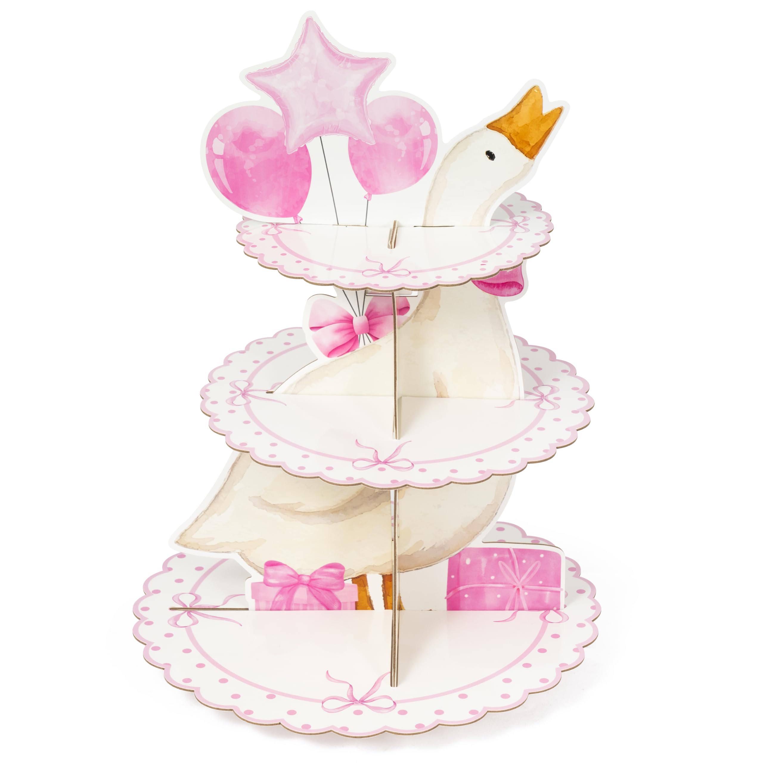 2OOYA 3 Tiers Pink Silly Goose Cupcake Stand Birthday Party Decorations โ image 1
