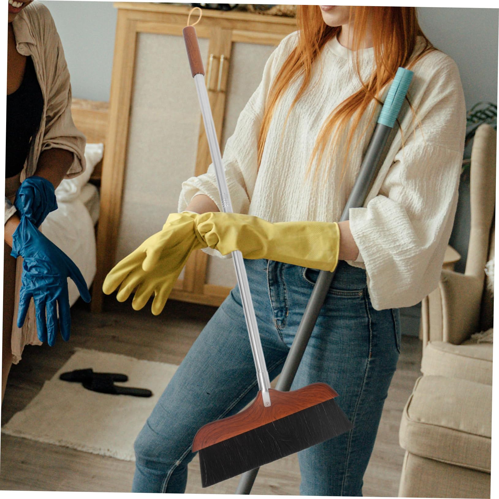 Escoba de Limpieza Reutilizable Inoxidable con Cerdas de Caballo para Limpieza Hogar Baño y