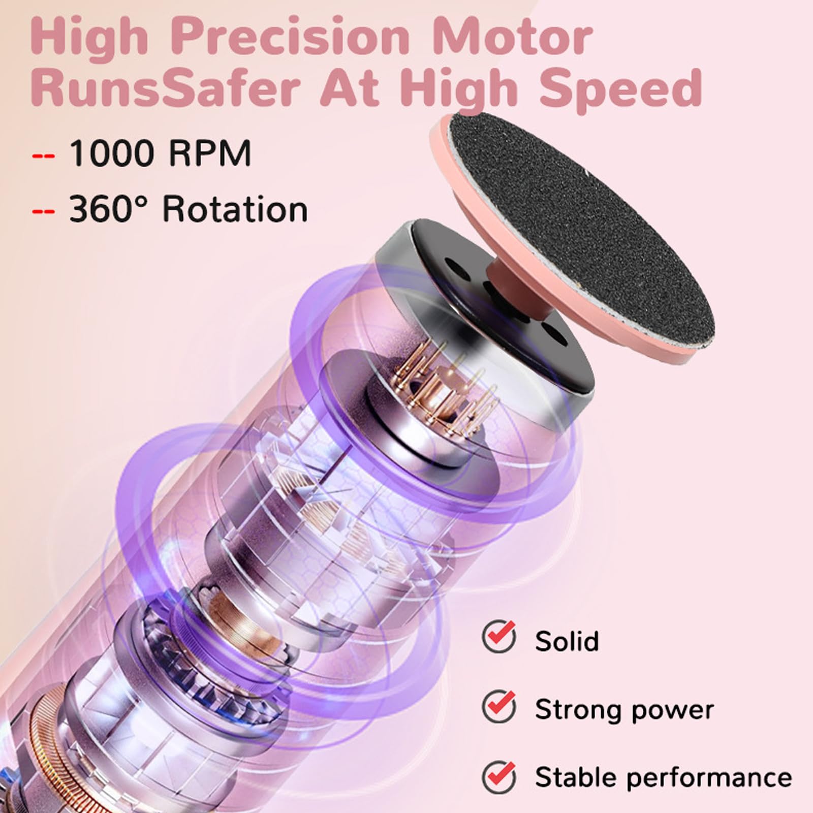 Rimozione elettrica ricaricabile del callo del motore 1000RPM rimozione rapida della pelle morta maniglia ergonomica adatta per la cura dei piedi