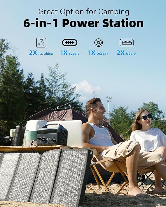 Portable Power Station with 40W Solar Panel, 60,000mAh LiFePO4 Battery 300W AC Outlets Power Station,2Hrs Fast Charging Power Bank for Home,Outdoor Camping RVs Emergencies