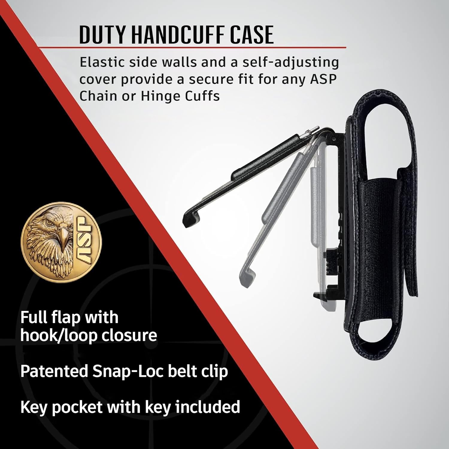 ASP Duty Handcuff Case for ASP Chain or Hinge Handcuffs, Handcuff Case for Duty Belt, Police Vest, or Belt Pouch, Duty Belt Accessories, Police Gear and Security Guard Equipment