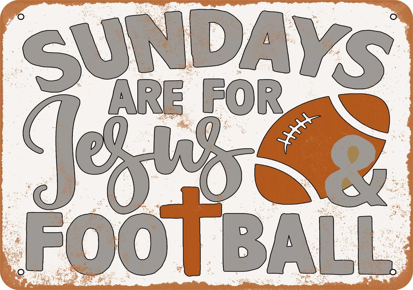 Miaomansenstore Metal Sign - Sundays Are For Jesus And Football - Vintage Look Home Decor