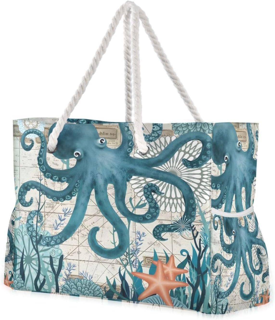 Large Beach Bags Totes Canvas Tote Shoulder Bag Soft Wave Water Resistant Bags for Gym Travel Daily Ocean