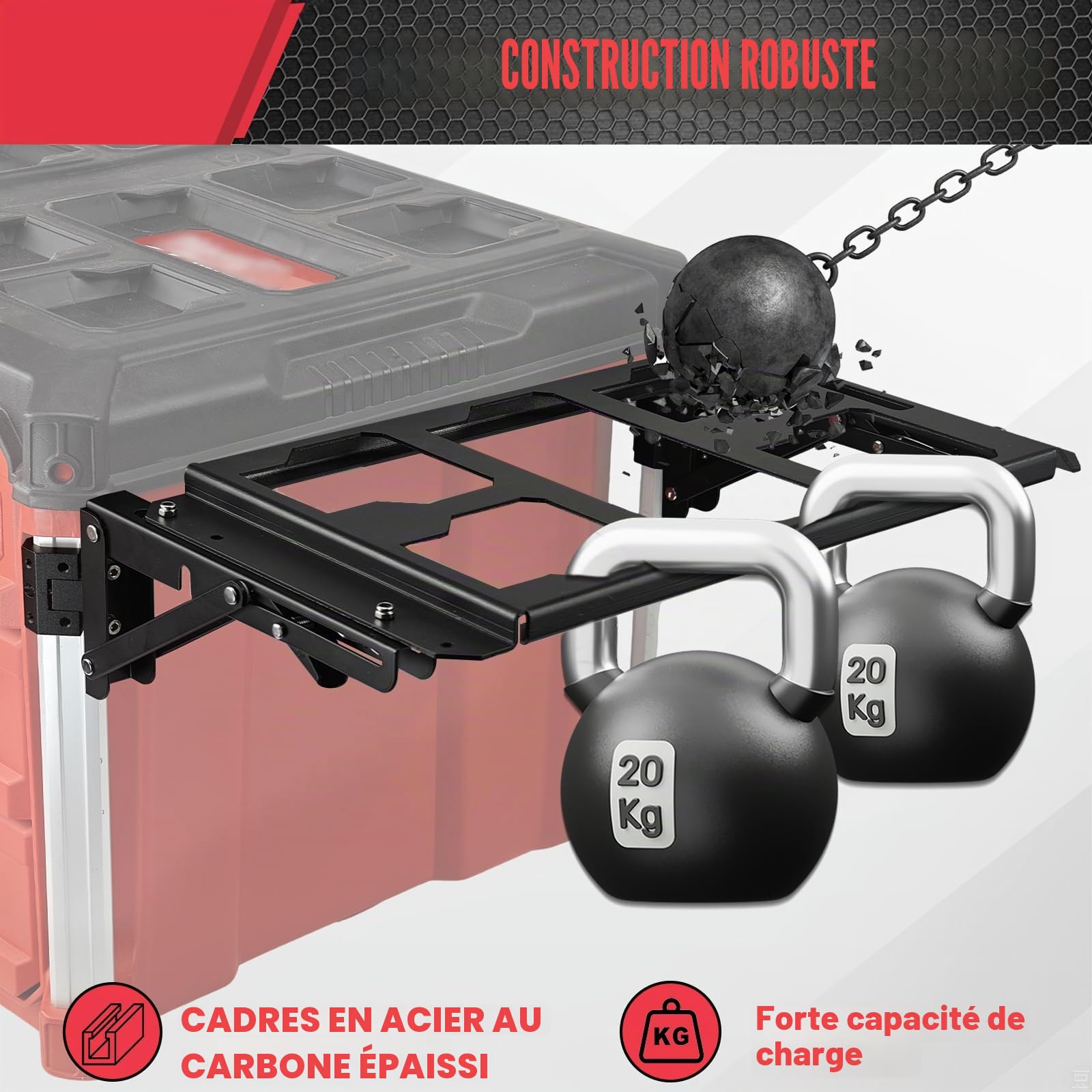 Montage de boîtier de rangement portable compatible avec le boîtier à outils Milwaukee Packout, plaque de montage pour le rangement latéral du boîtier à outils Packout