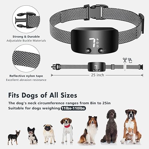 Miniatura 4 de NBJU Bark Collar for DogsRechargeable Anti Barking Training Collar with 7 Adjustable Sensitivity and Intensity Beep Vibration for Small Medium Large