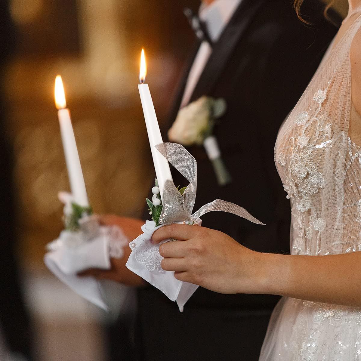 Set of 5 White Taper Candles, Dripless Unscented 10 Inch Tall Skinny Wax Candlesticks for Home Wedding Party Table Decor, 8 Hour Burn Time - Image 6