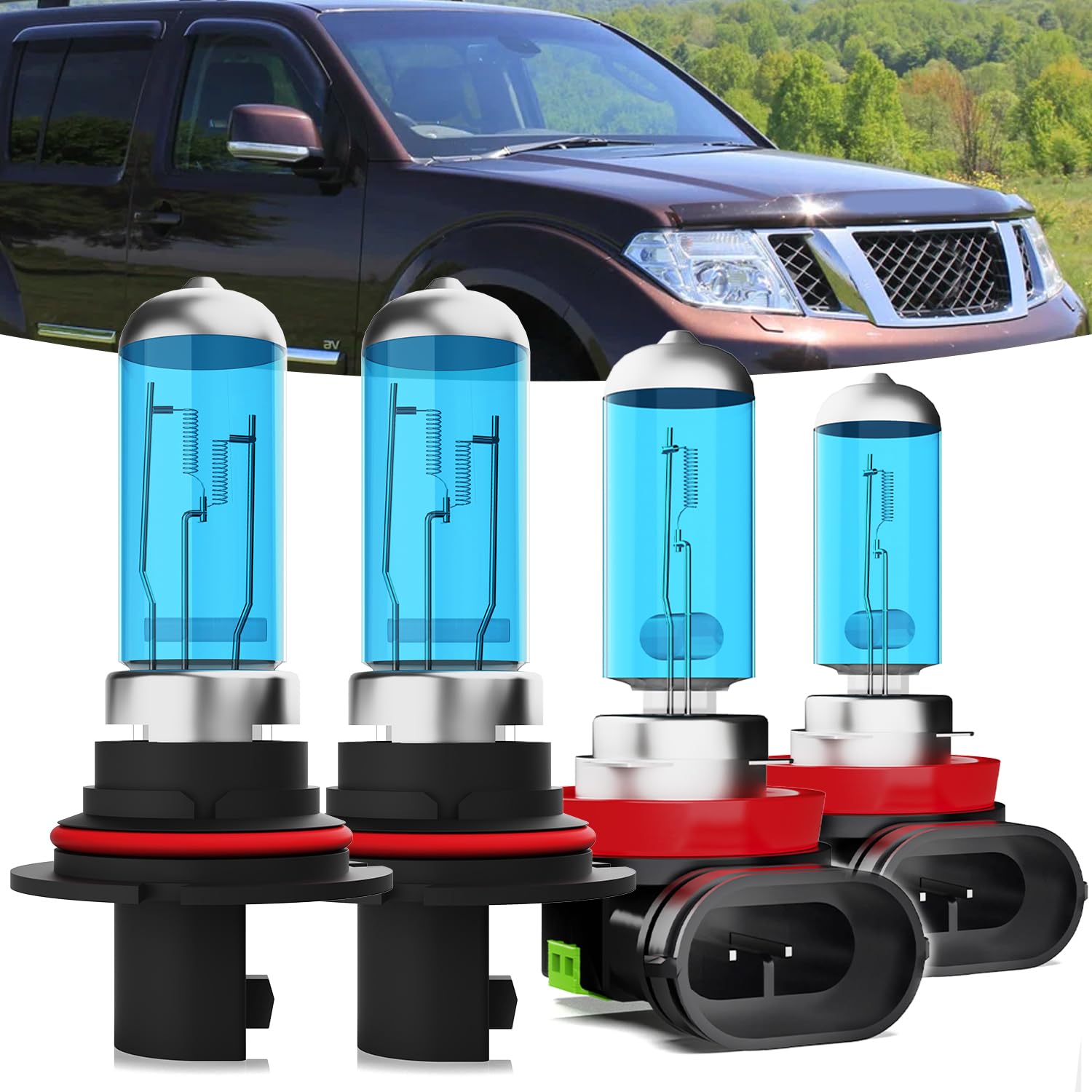 Halogen Headlights Fit For Nissan Pathfinder 2005-2012 Headlight Bulbs,9007/HB5 High/Low Beam + H11 Fog Light Bright Light Combo,Plug And Play,Pack of 4 (Nissan Pathfinder 2005-2012)
