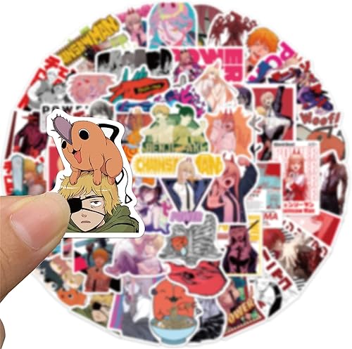 Miniatura 5 de Paquete mixto de 50 calcomanías de caricatura de motosierra de animé para niños, adolescentes, impermeables, para botella de agua, laptop, equipaje,