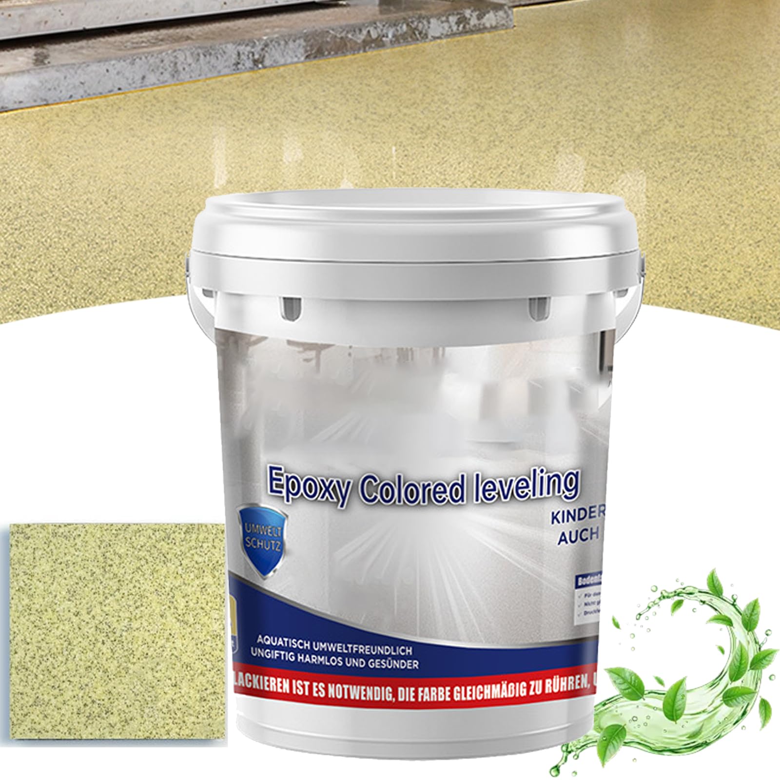 Epoxy Sand Floor Paint, Epoxy Floor Paint Marble Effect, Garage Floors Paints, Waterproof and Non-slip, Strong and Wear-Resistant, for Tiles, Basement, Concrete & Wood Floors (Lemon Yellow, 0.5kg)