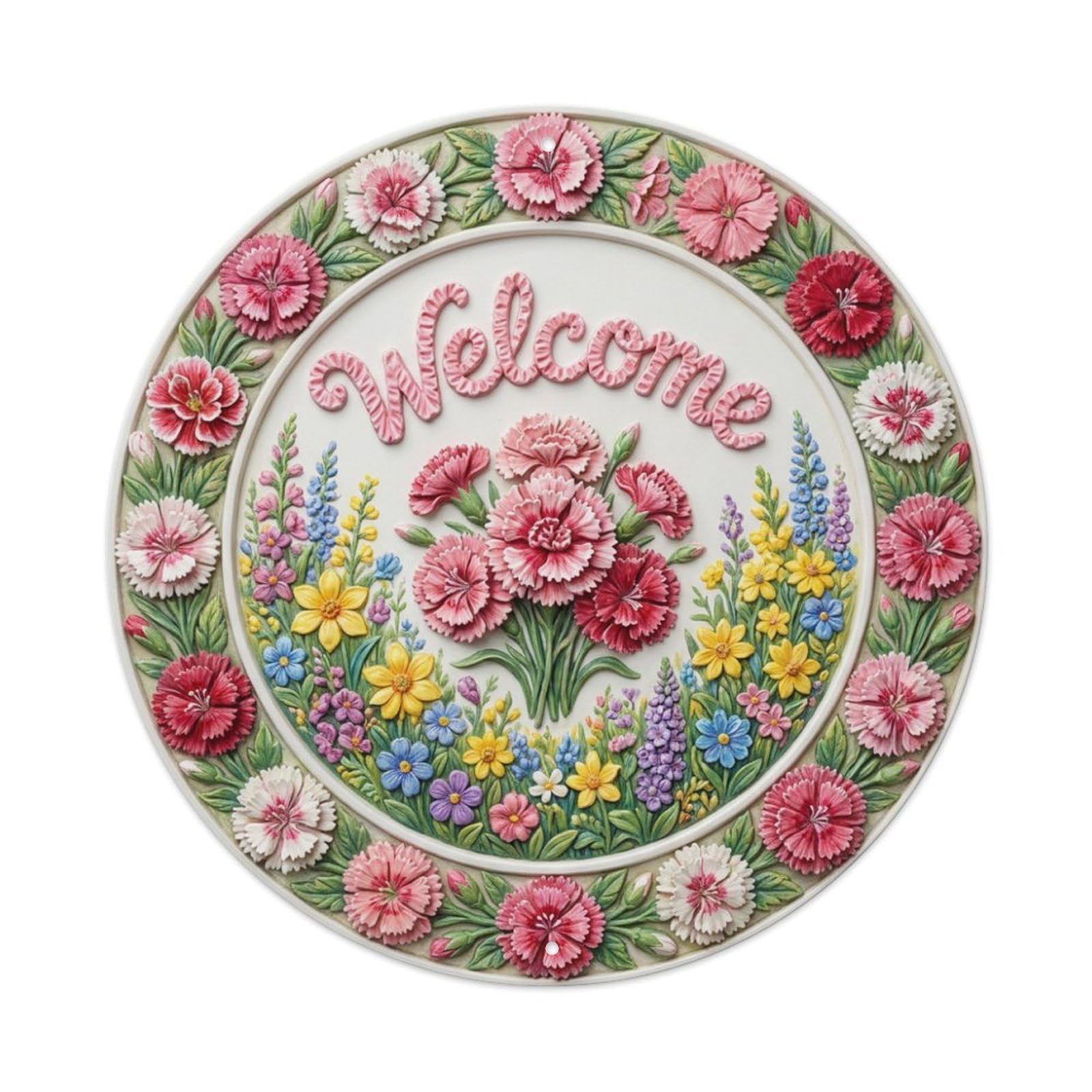 Tgrcjimh Style Metal Tin Sign Dianthus Garden Welcome Spicy Blooms