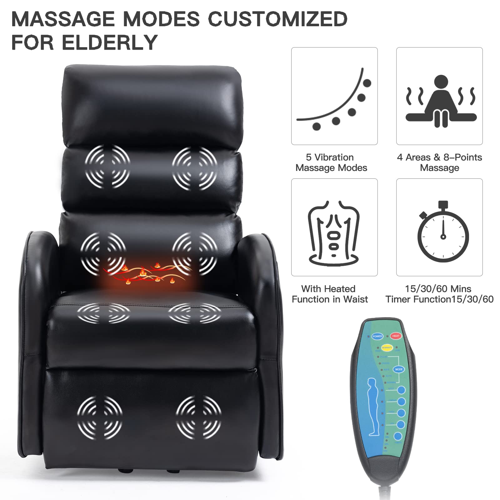AVAWING Power Lift Massage Chair, Modern Electric Recliners for Elderly