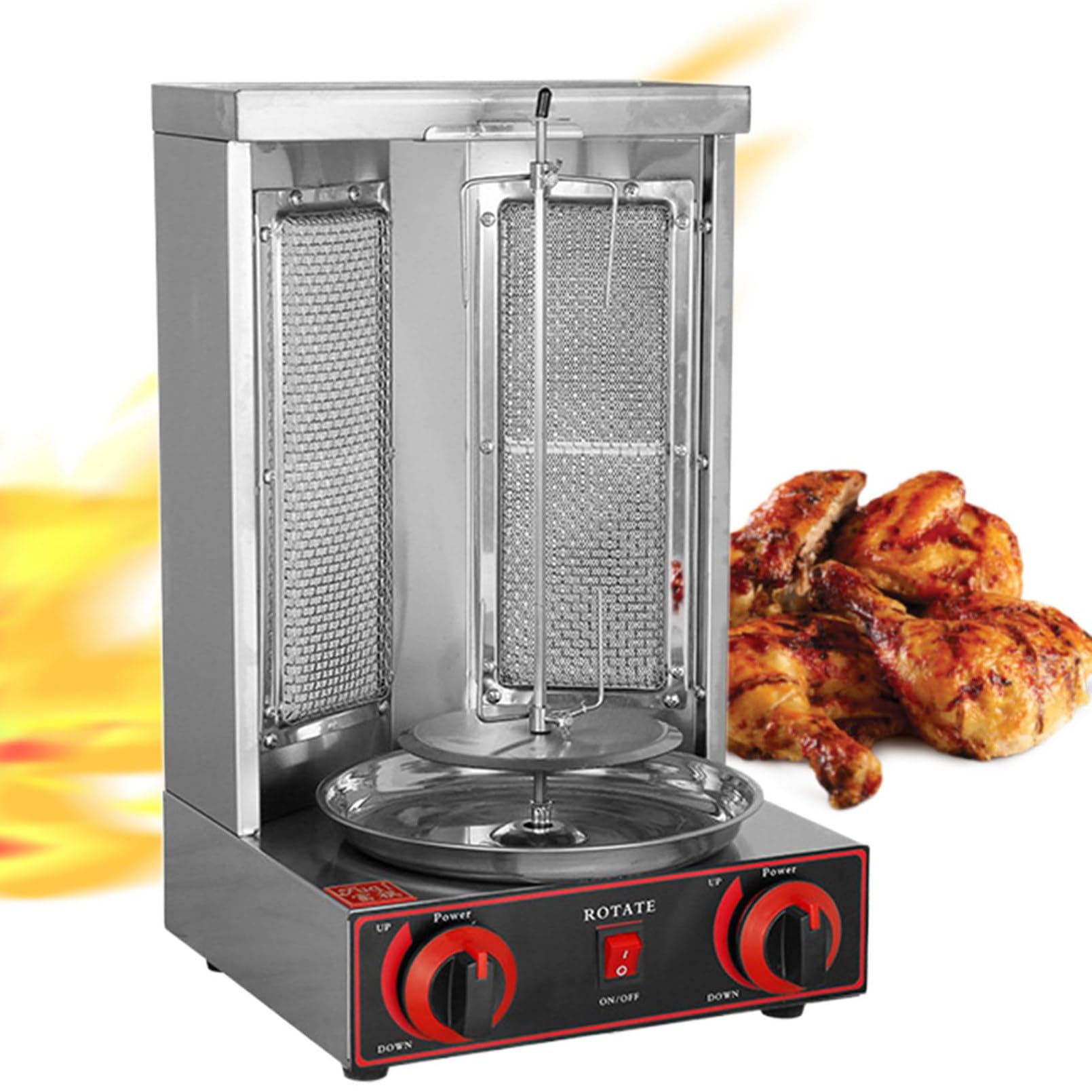 Kebab Machine - Horno vertical con control de temperatura, 3000 W, a gas