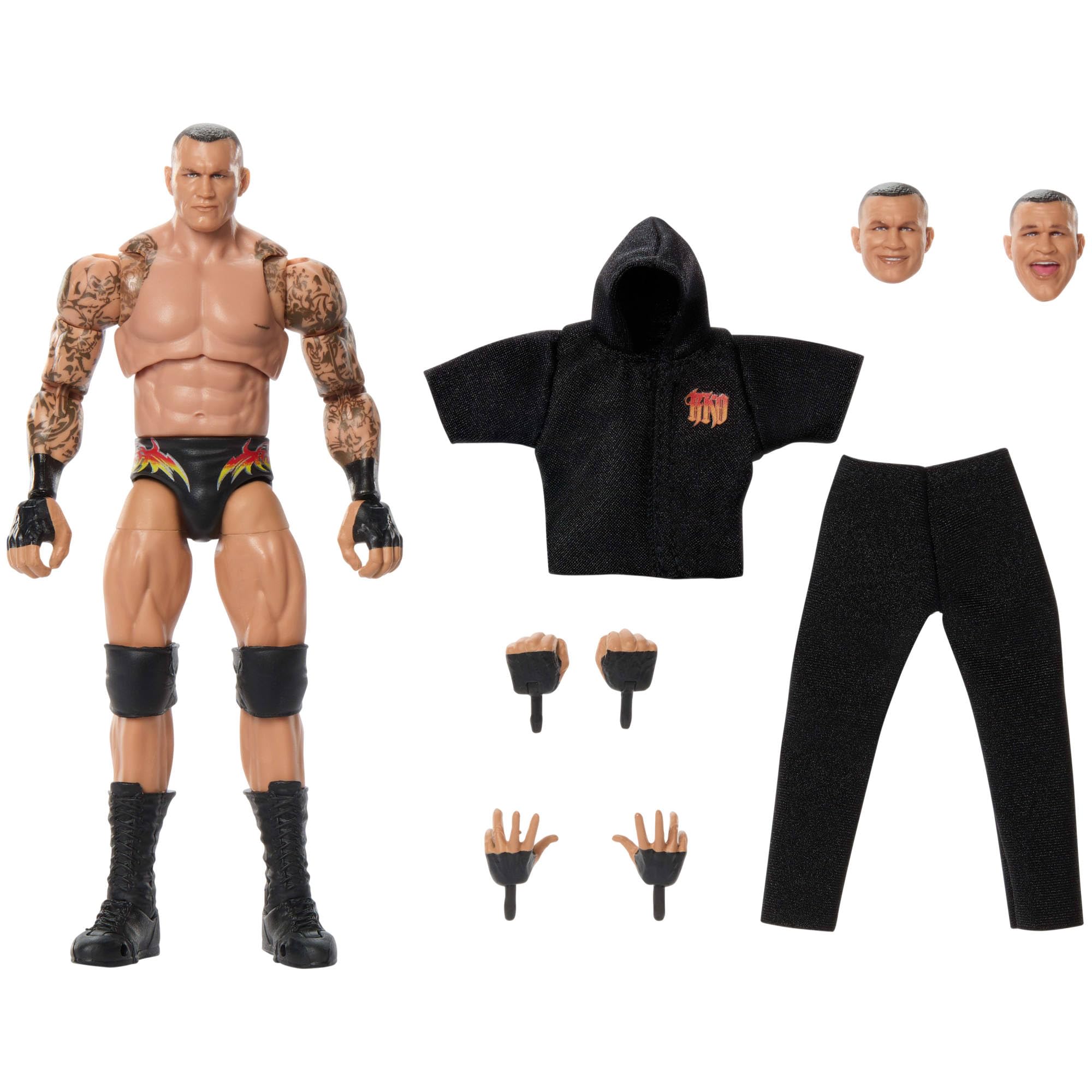 Mattel WWE Ultimate Edition Randy Orton Figurka i akcesoria Zestaw, ok. 15 cm w skali, wymienne głowy i dłonie, 30 punktów ruchu, zabawka dla dzieci 8+, fanów i kolekcjonerów, JHV98