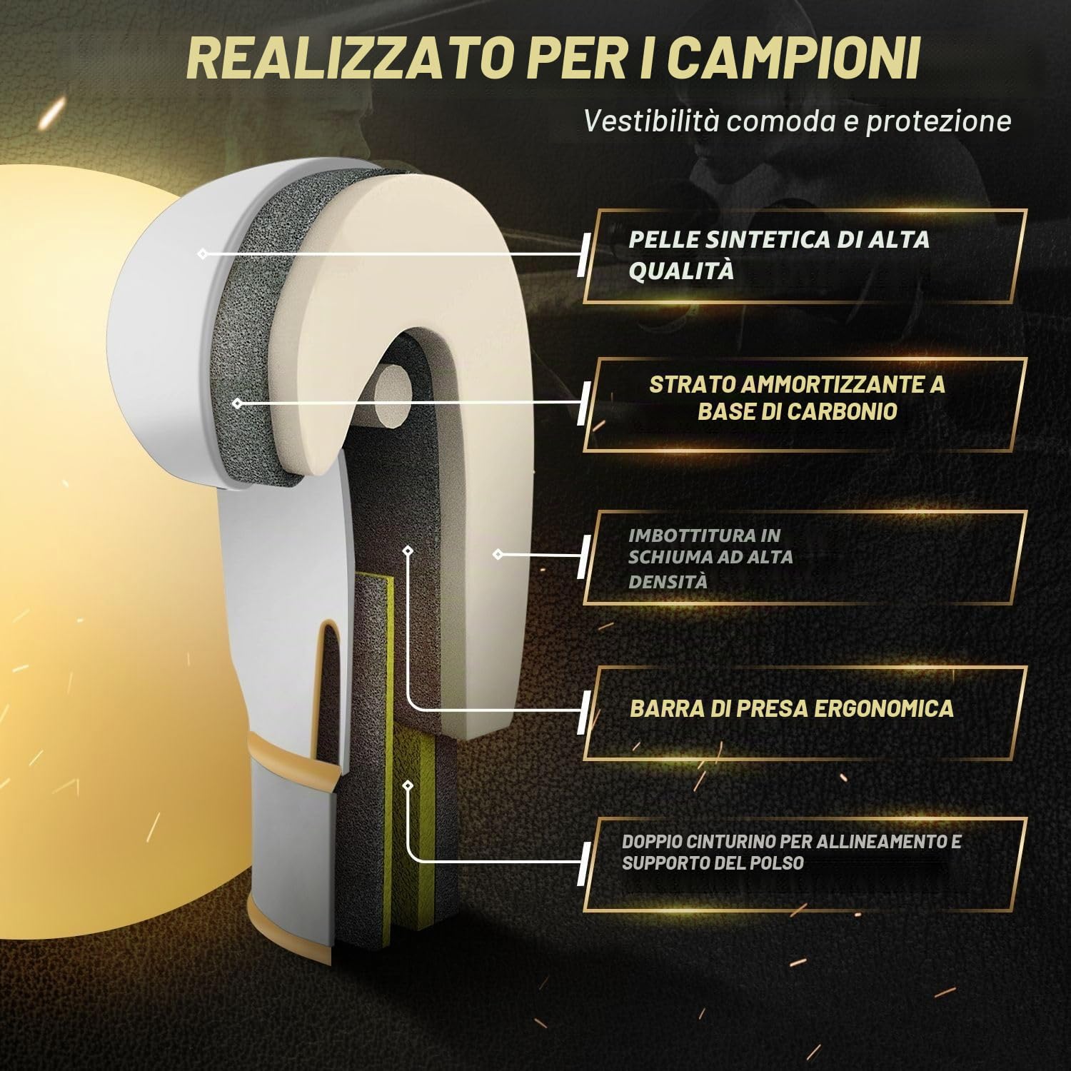 Flexzion Guantoni da boxe da 283,5 g, per uomini, giovani e donne, guanti da boxe da 283,5 g, per kickboxing, MMA, Muay Thai, allenamento, risparmio, bagaglio con fascia per il polso, bianco