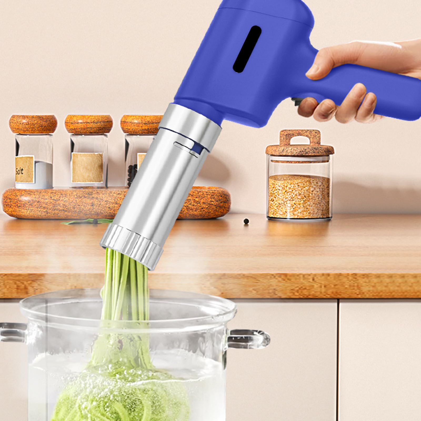 Machine à pâtes électrique, 50W Machine à nouilles automatique portable en acier inoxydable avec 5 disques à pâtes, Presses à Pâtes Electriques pour la machine à spaghetti maison Cuisine