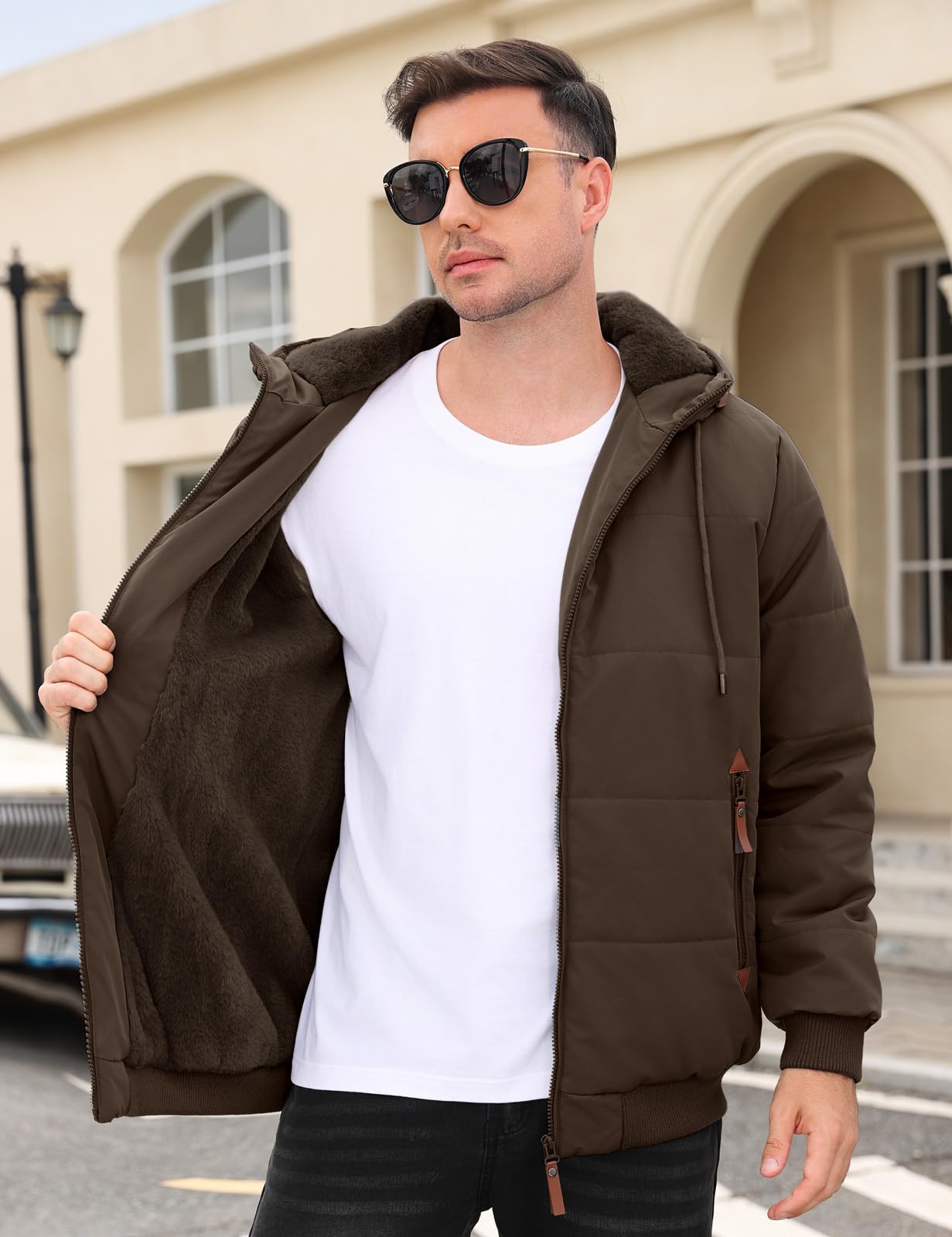 TOMEEK Giubbotto Invernale Uomo Giacca Caldo Giubbino Inverno in Pile Cappotto Spesso Parka Cappotti Antivento Elegante Casual con Cappuccio e Tasche Giacche