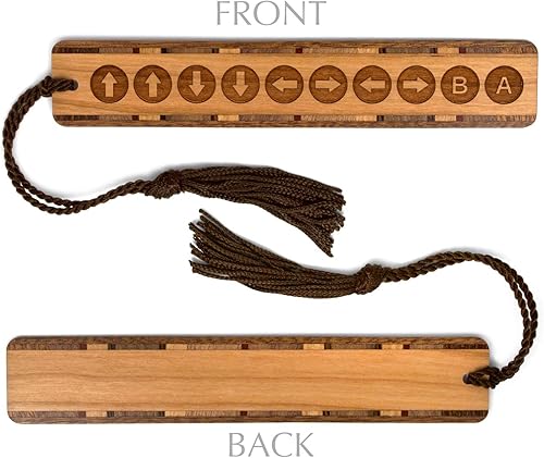 Miniatura 3 de Marcador de libros de madera grabado hecho a mano con código Konami, también disponible personalizado, fabricado en Estados Unidos