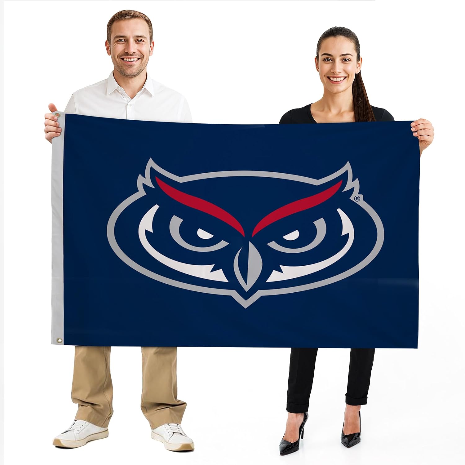 Florida Atlantic Owls College Sports Printed Flag - NCAA Licensed - Nylon - School Banner (Blue, Red) (4' x 6')