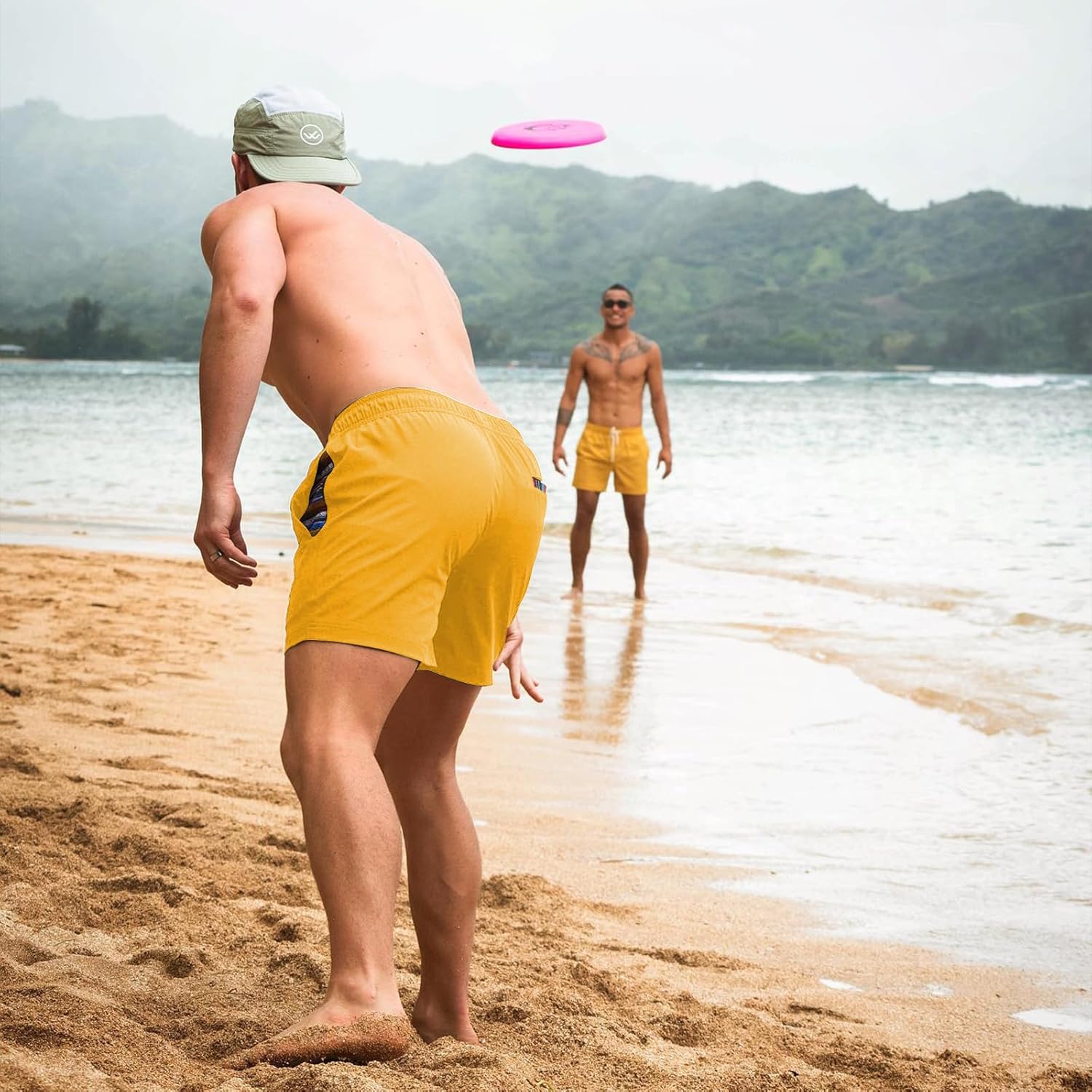 Mens Casual Shorts Elastic Waist Drawstring Summer Beach Shorts Quick Dry Sports Athletic Golf Shorts with Pockets - Image 4