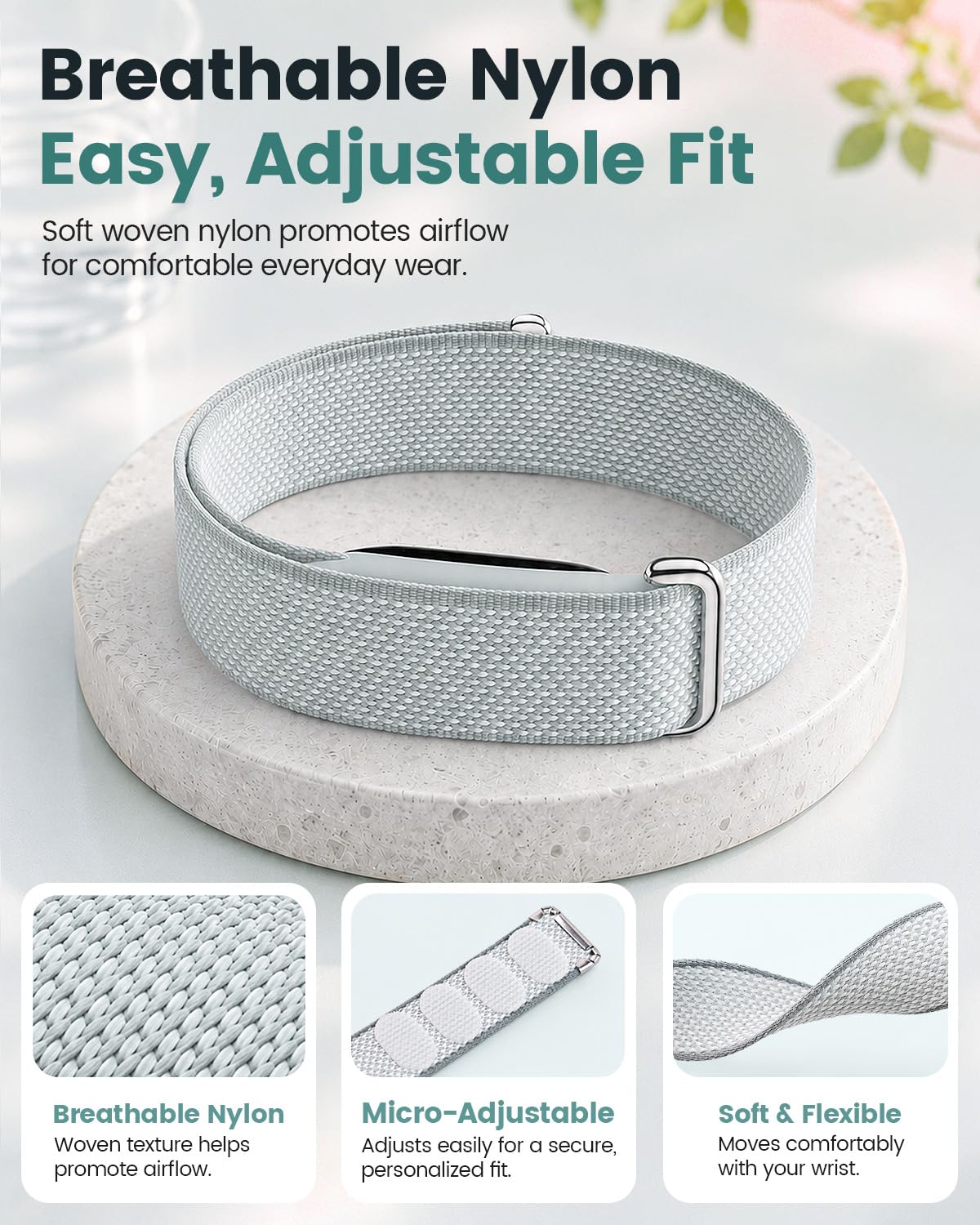Lot de 3 bracelets en nylon compatibles avec Google Fitbit Air Performance Loop Band | Bracelets de sport pour Fitbit Air sans écran - Fermeture - Doux et respirant - Tissé - Pour homme et femme