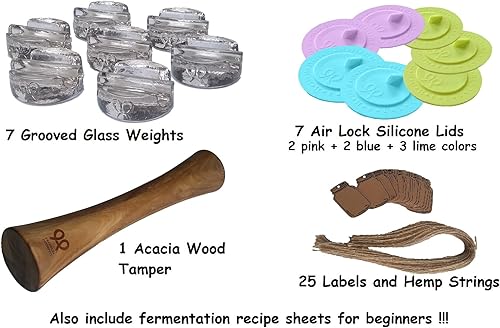 Miniatura 3 de Kit de enlatado. Kit completo de fermentación de bricolaje para frascos de albañil de boca ancha o frascos de decapado para 7 juegos. Pesas de