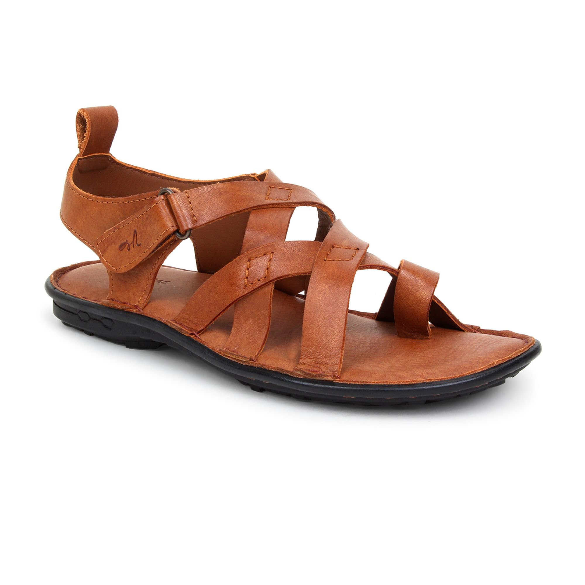 Leather Sandals for Men | Casual Sandals with PU Sole & Foam Insole | Adjustable Straps, Breathable Leather Lining-image-5