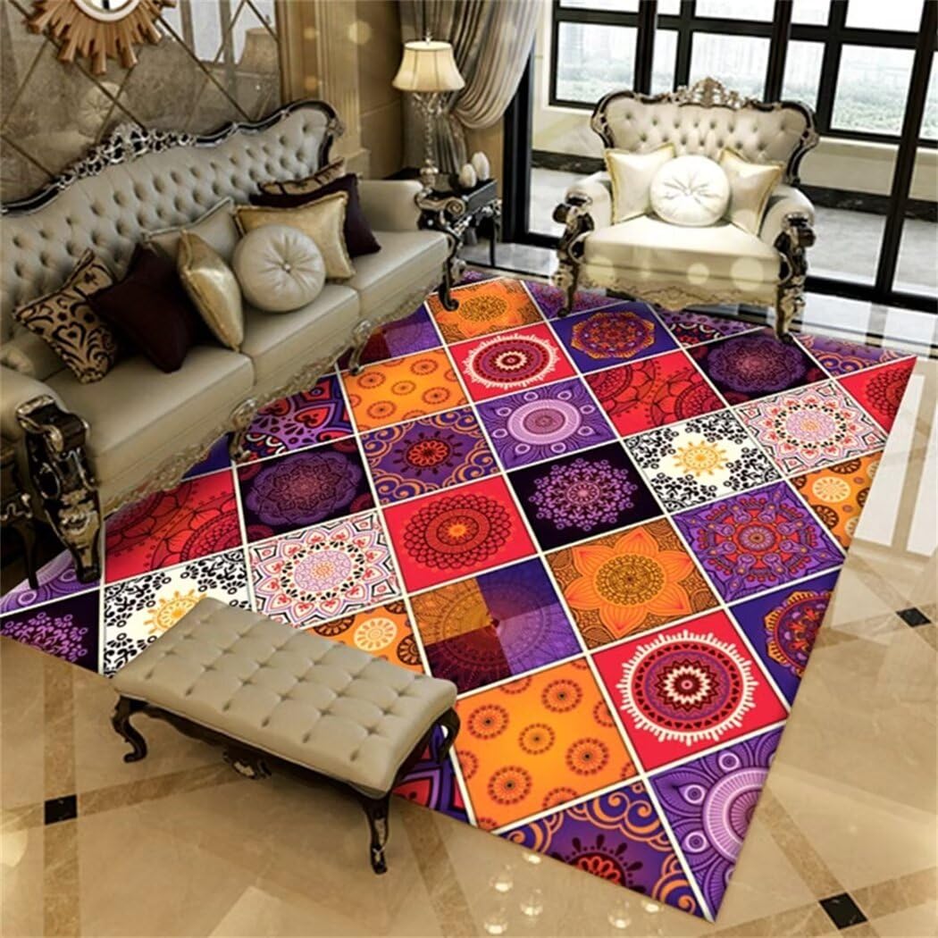 Tapis lavable à poil court violet 120x160cm résistant