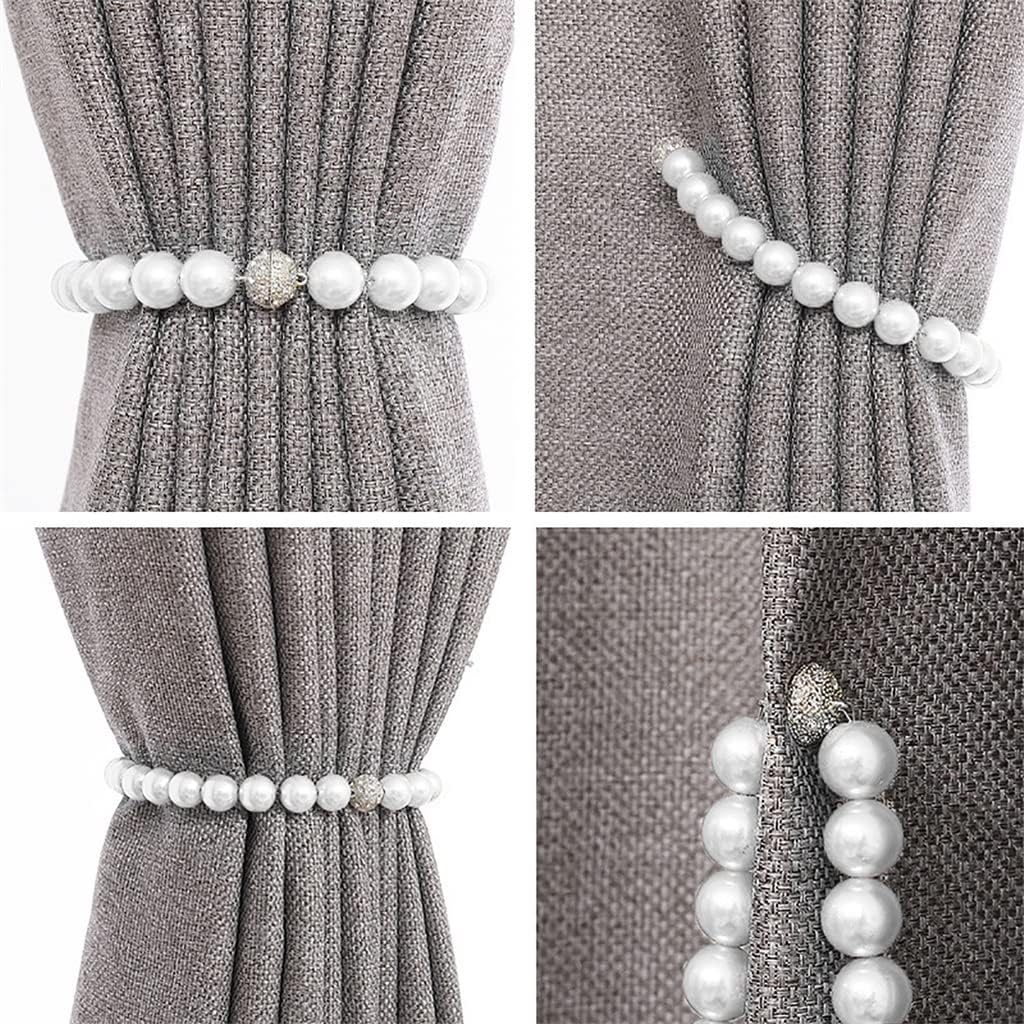 FMURY Magnetic Curtain Ties Convenient Curtain Drape Ties Back Beaded Rack Decorative Curtain Clips(E)