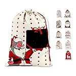 LessMo Christmas Santa Sack, Large Canvas Gift Bag with Drawstring, Reusable Personalized for Xmas Package Storage, Party Supplies Favors