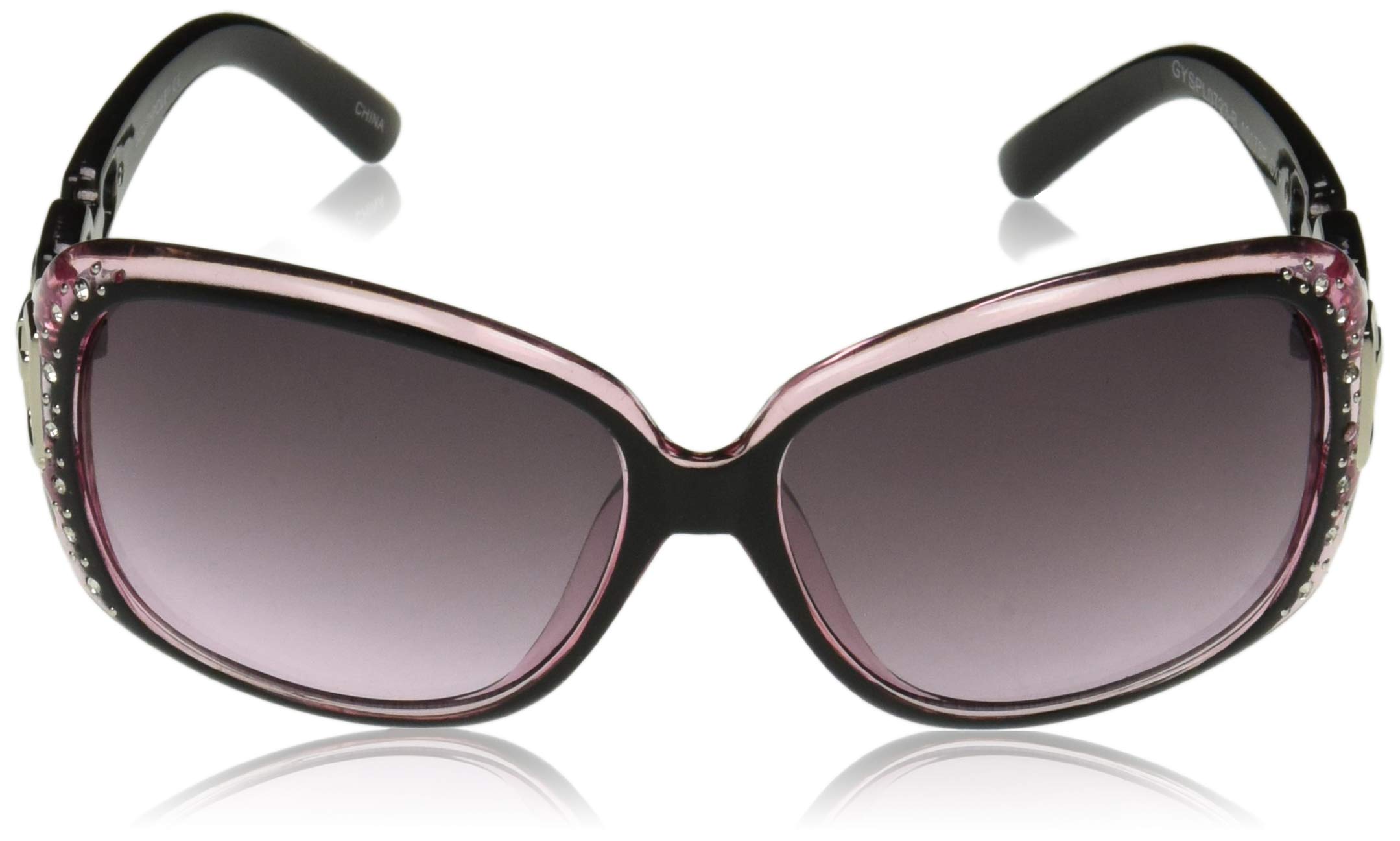 Southpole Oxpk - Gafas de sol redondas de iridio no polarizadas para mujer, color negro y rosa, 70 mm