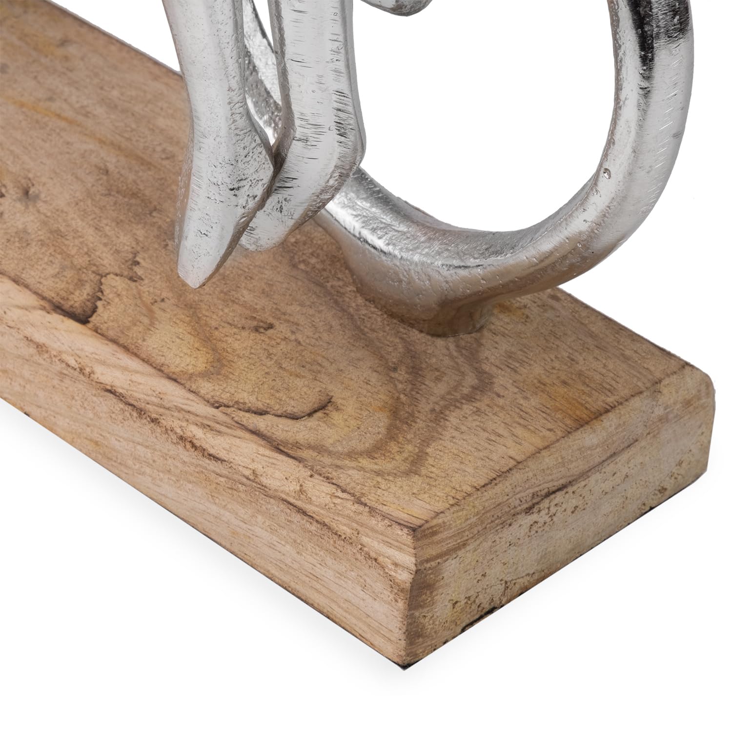 Figurka dekoracyjna para na rowerze z parasolem – nowoczesna rzeźba z aluminium na drewnianej podstawie – wysokość 30 cm – symbol miłości, spójności i spędzania wolnego czasu – stylowa dekoracja