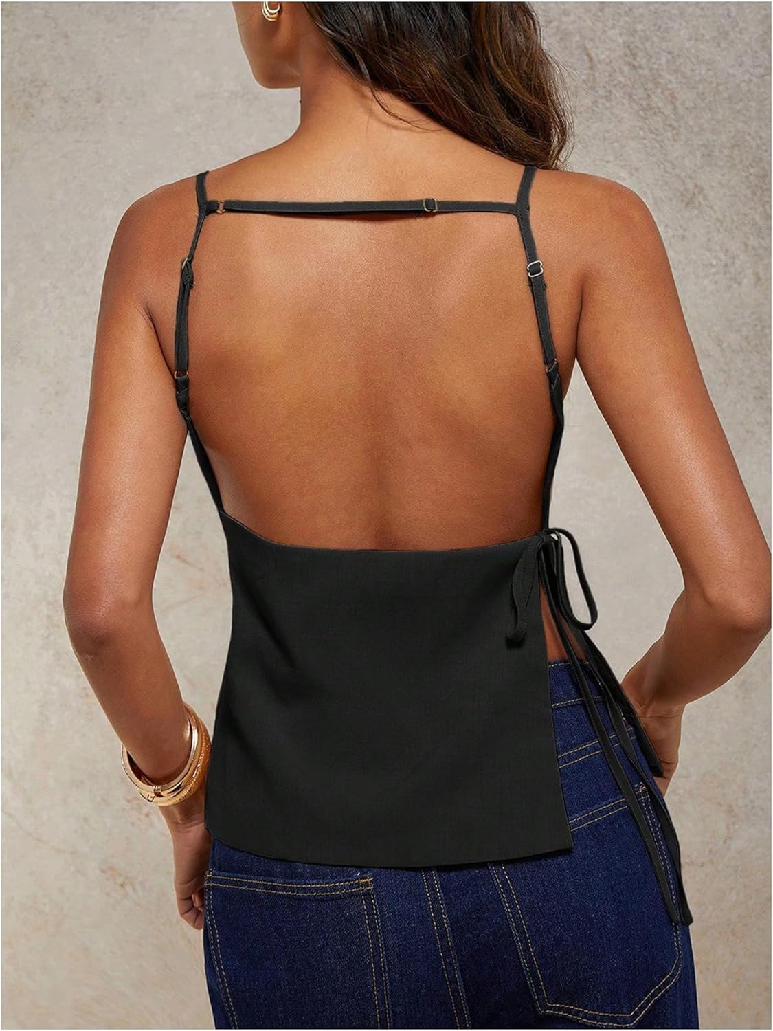 MakeMeChic Women's Going Out Tops Y2k Halter Tops Dressy Backless Top - Image 3