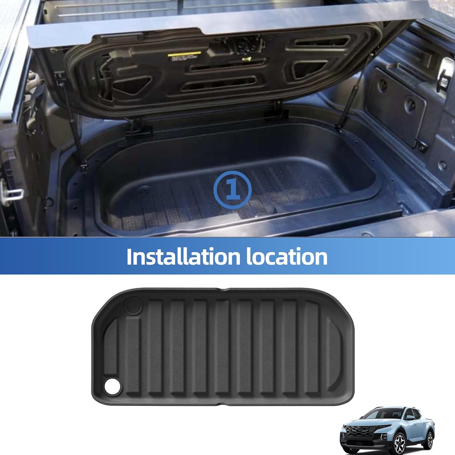 LUCKEASY Truck Bed Lower Mat for Hyundai Santa Cruz 2022 2023 2024 2025 2026 Car Mat Lower Mat All-Weather TPE Black