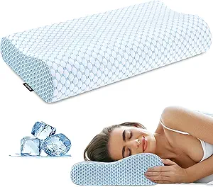 Cervical Pillow for Neck Pain Relief, Contour Memory Foam Pillows for Sleeping, Odorless Ergonomic Pillow Adjustable Orthopedic Cooling Pillow Bed Pillow Neck Support for Side Back Stomach Sleepers