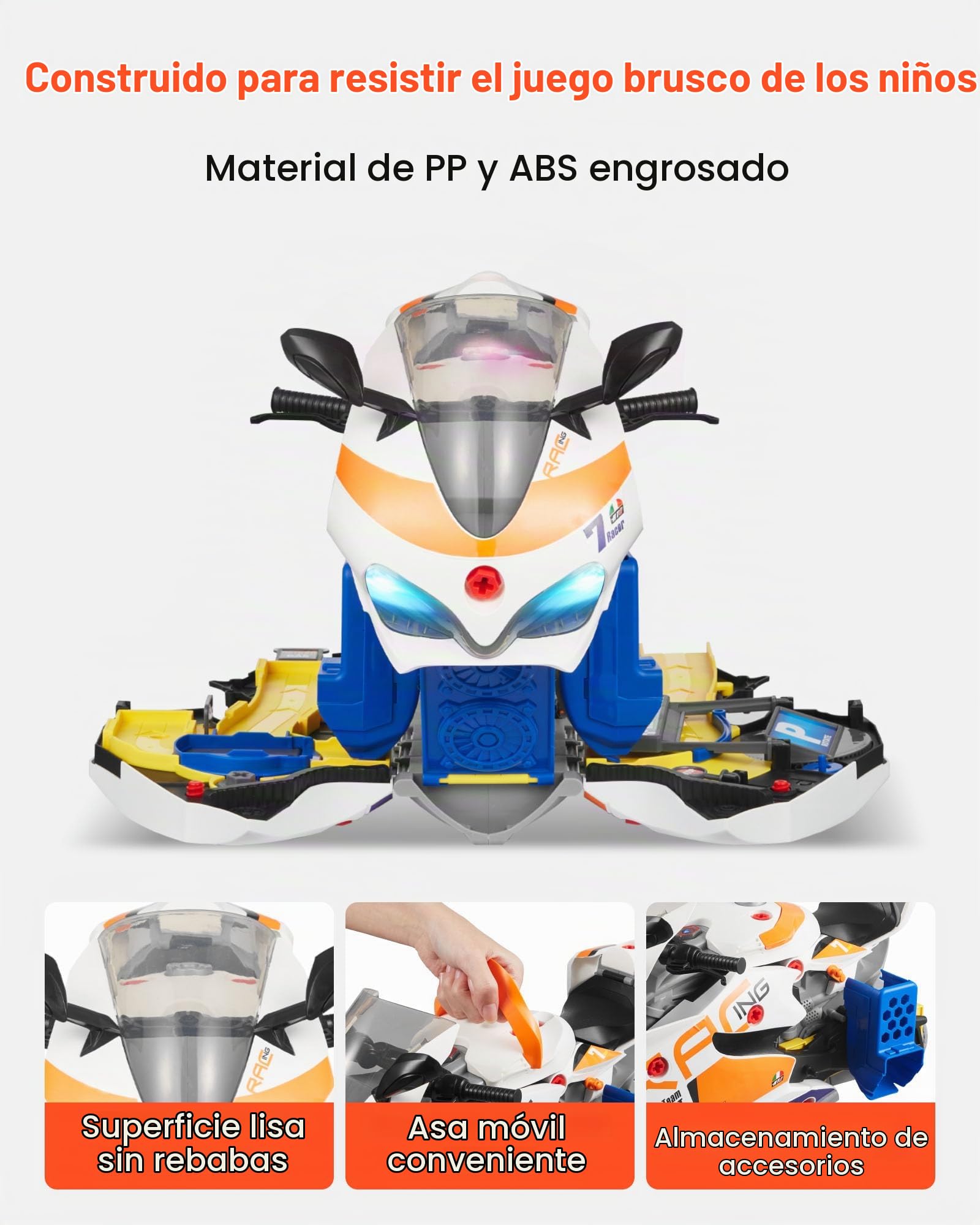 VEVOR Juguete de Motor de Motocicleta, 25 uds Mecánica de Motocicletas con Piezas Extraíbles, Luces y Sonidos, Simulación de Conducción y Carreras en Pista, a Niños a Partir de 3 Años, Amarillo