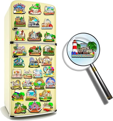 Miniatura 4 de Rhode Island USA - Imán de madera para nevera, monumentos en 3D, recuerdos coleccionables, decoración hecha a mano, 1333