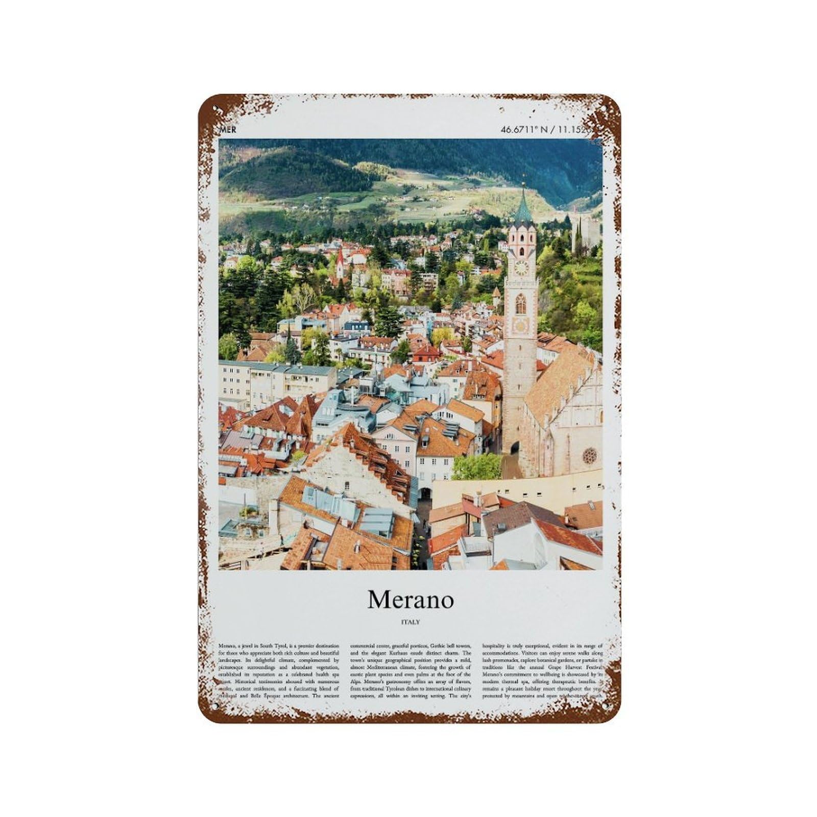 xiaoxiaoshen Merano Italy City Scenery Wall Decor Art Metal Tin Poster Modern Home Decor Art Home Bar Shop Decorations Vintage Sign 30x20cm
