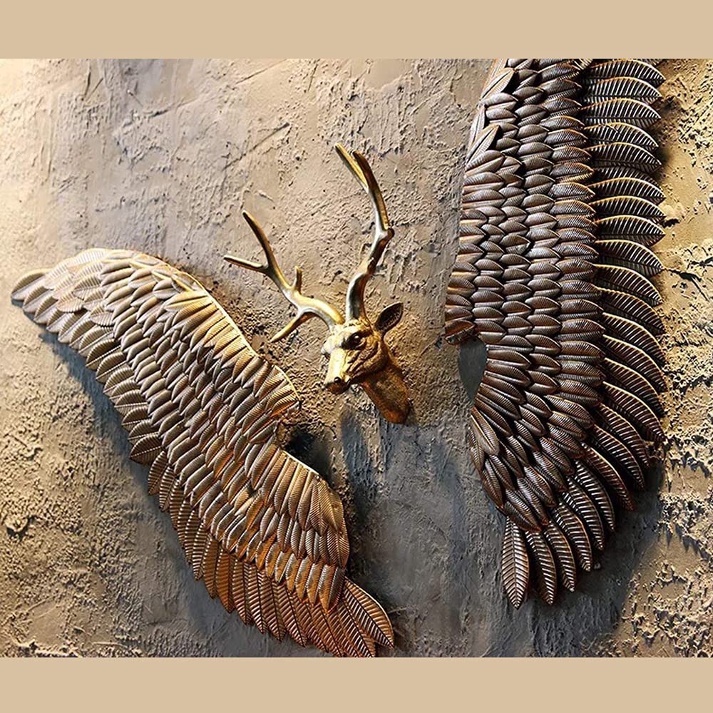 N / B Makeup Toy Angel Wings Iron Wall Decor Metal Wings Wall Ornament Rustic Style Glowing Wings Decor Hanging Industrial Wind Wall Decor Crafts Wall Art Sculptures Decoration (Big (106x40cm))